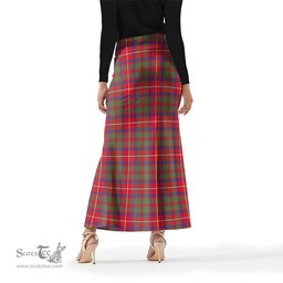 Scottish Shaw Red Modern Tartan Womens Full Length Skirt - Tartan Skirt Knee Length Scottish Plaid Tartan Plaid - ScotsTee - scotstee.com