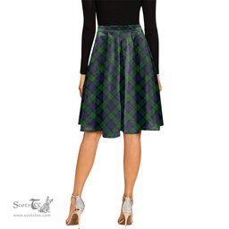 Scottish Black Watch Tartan Melete Pleated Midi Skirt - Tartan Plaid Midi Skirt Scottish Plaid Tartan Plaid - ScotsTee - scotstee.com