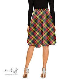 Scottish Buchanan Modern Tartan Melete Pleated Midi Skirt - Tartan Plaid Midi Skirt Scottish Plaid Tartan Plaid - ScotsTee - scotstee.com
