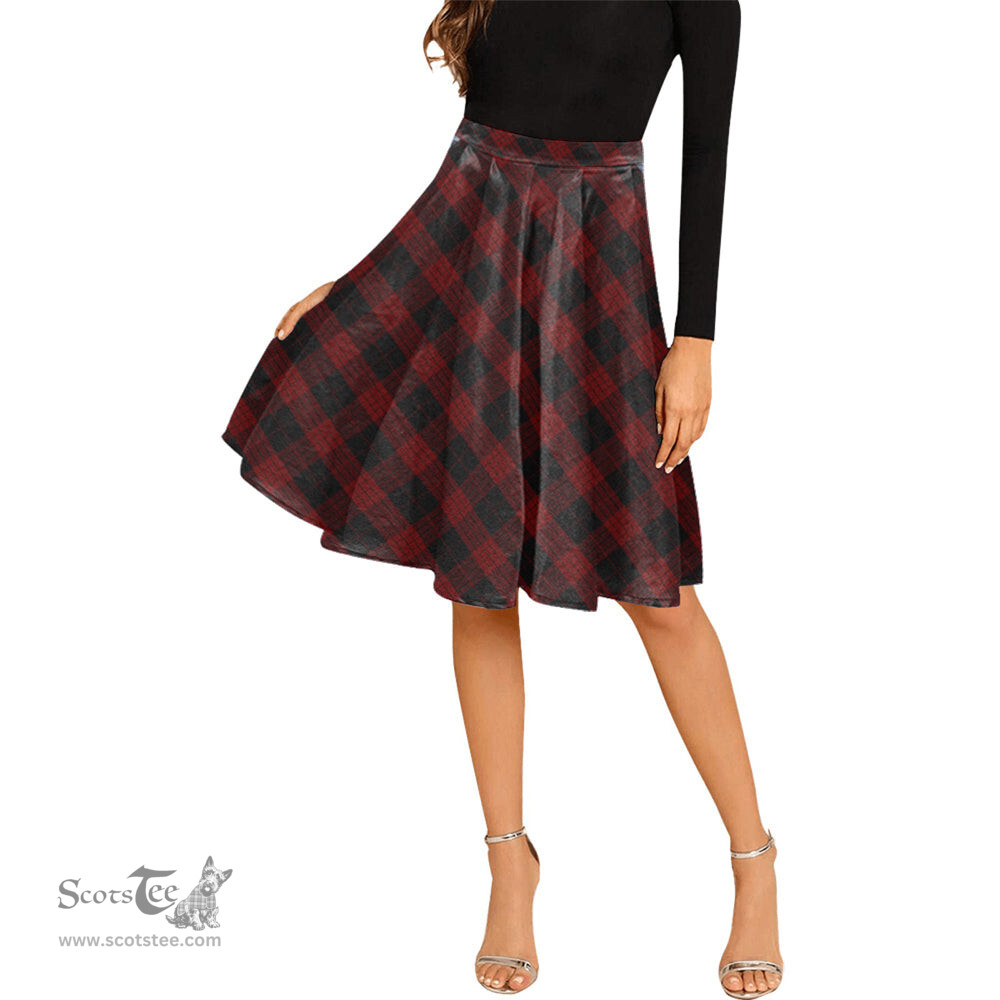 Scottish Cameron Black and Red Tartan Melete Pleated Midi Skirt - Tartan Plaid Midi Skirt Scottish Plaid Tartan Plaid - ScotsTee - scotstee.com