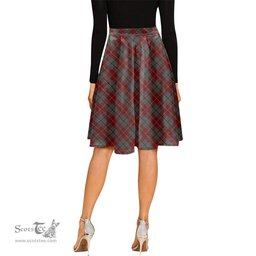 Scottish Douglas Ancient Red Tartan Melete Pleated Midi Skirt - Tartan Plaid Midi Skirt Scottish Plaid Tartan Plaid - ScotsTee - scotstee.com