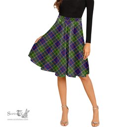 Scottish Dalrymple Tartan Melete Pleated Midi Skirt - Tartan Plaid Midi Skirt Scottish Plaid Tartan Plaid - ScotsTee - scotstee.com