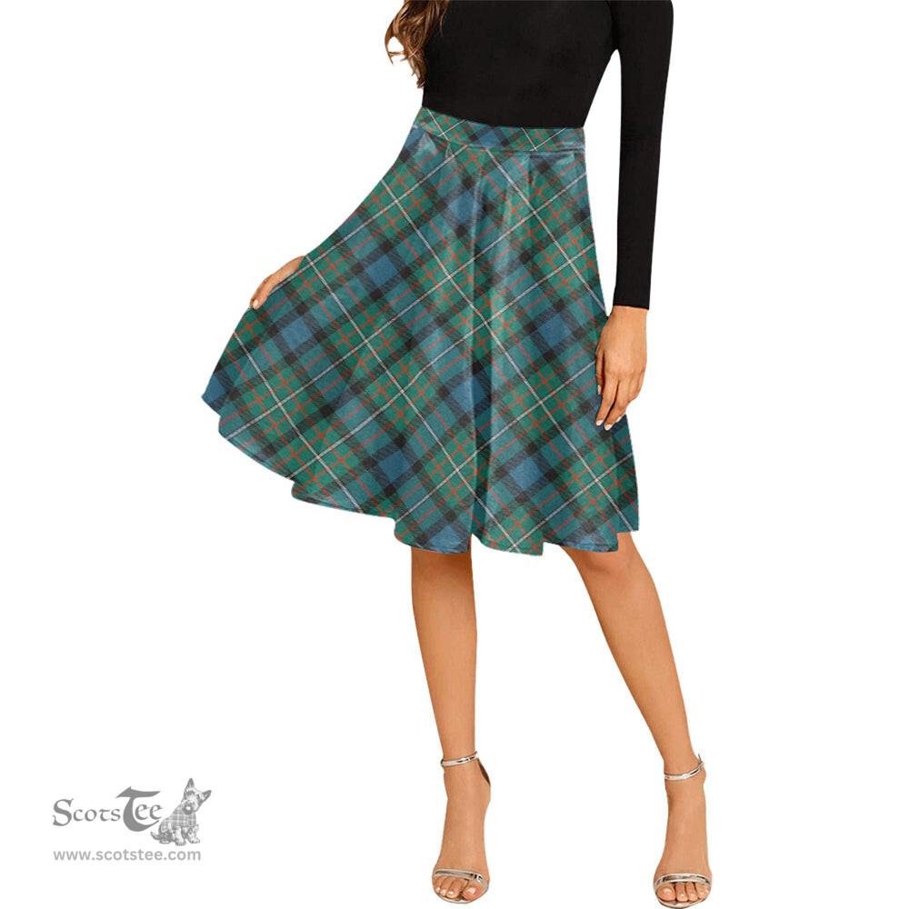 Scottish Ferguson Ancient Tartan Melete Pleated Midi Skirt - Tartan Plaid Midi Skirt Scottish Plaid Tartan Plaid - ScotsTee - scotstee.com