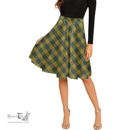 Scottish Fraser Yellow Tartan Melete Pleated Midi Skirt - Tartan Plaid Midi Skirt Scottish Plaid Tartan Plaid - ScotsTee - scotstee.com