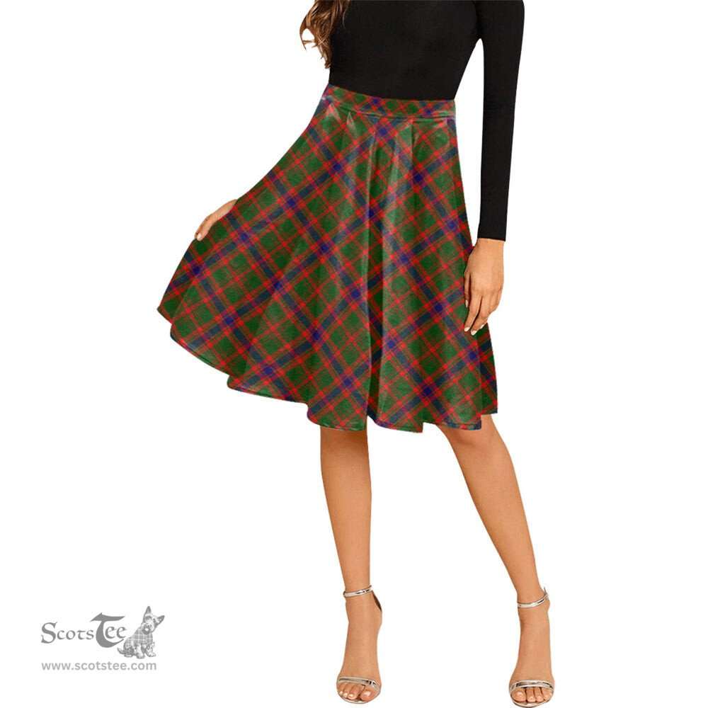 Scottish Kinninmont Tartan Melete Pleated Midi Skirt - Tartan Plaid Midi Skirt Scottish Plaid Tartan Plaid - ScotsTee - scotstee.com
