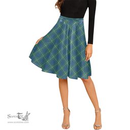 Scottish Hamilton Hunting Ancient Tartan Melete Pleated Midi Skirt - Tartan Plaid Midi Skirt Scottish Plaid Tartan Plaid - ScotsTee - scotstee.com