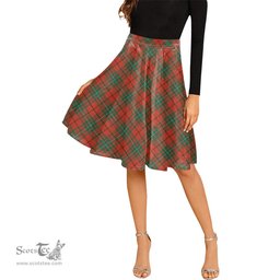 Scottish MacAulay Ancient Tartan Melete Pleated Midi Skirt - Tartan Plaid Midi Skirt Scottish Plaid Tartan Plaid - ScotsTee - scotstee.com