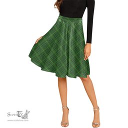 Scottish Forrester or Foster Hunting Tartan Melete Pleated Midi Skirt - Tartan Plaid Midi Skirt Scottish Plaid Tartan Plaid - ScotsTee - scotstee.com