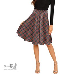 Scottish MacPherson Ancient Tartan Melete Pleated Midi Skirt - Tartan Plaid Midi Skirt Scottish Plaid Tartan Plaid - ScotsTee - scotstee.com