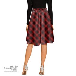 Scottish Munro Black and Red Tartan Melete Pleated Midi Skirt - Tartan Plaid Midi Skirt Scottish Plaid Tartan Plaid - ScotsTee - scotstee.com