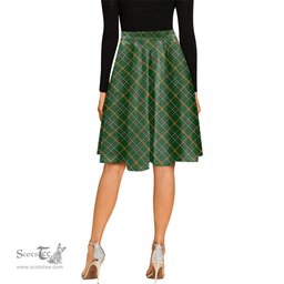 Scottish Offaly County Ireland Tartan Melete Pleated Midi Skirt - Tartan Plaid Midi Skirt Scottish Plaid Tartan Plaid - ScotsTee - scotstee.com