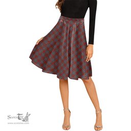 Scottish MacFarlane Red Tartan Melete Pleated Midi Skirt - Tartan Plaid Midi Skirt Scottish Plaid Tartan Plaid - ScotsTee - scotstee.com