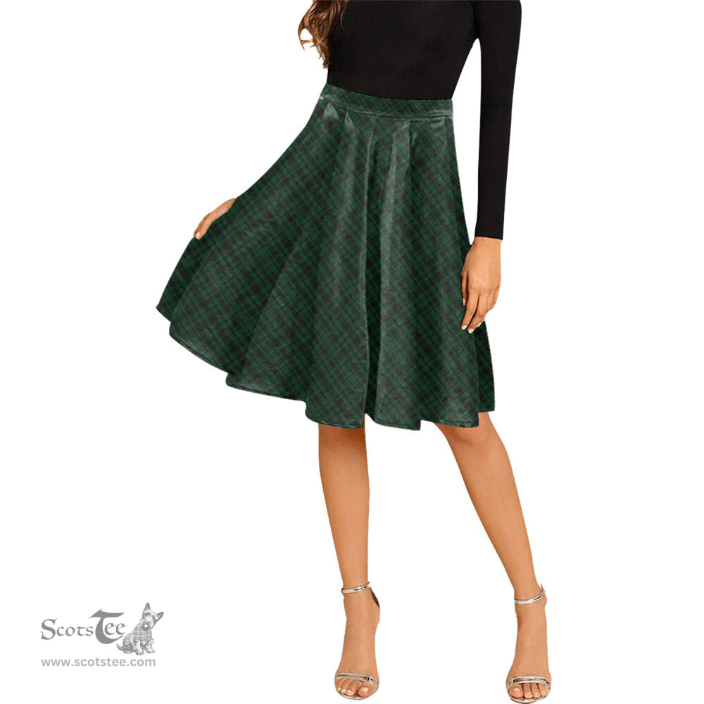Scottish Menzies Green Tartan Melete Pleated Midi Skirt - Tartan Plaid Midi Skirt Scottish Plaid Tartan Plaid - ScotsTee - scotstee.com