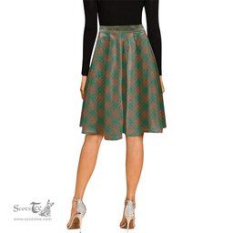 Scottish Menzies Green Ancient Tartan Melete Pleated Midi Skirt - Tartan Plaid Midi Skirt Scottish Plaid Tartan Plaid - ScotsTee - scotstee.com