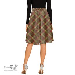 Scottish MacMillan Old Weathered Tartan Melete Pleated Midi Skirt - Tartan Plaid Midi Skirt Scottish Plaid Tartan Plaid - ScotsTee - scotstee.com