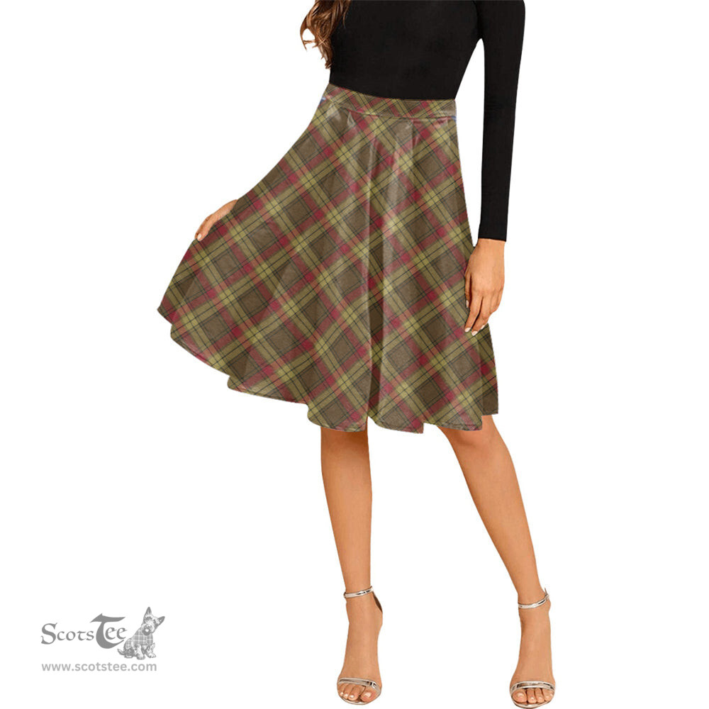 Scottish MacMillan Old Weathered Tartan Melete Pleated Midi Skirt - Tartan Plaid Midi Skirt Scottish Plaid Tartan Plaid - ScotsTee - scotstee.com