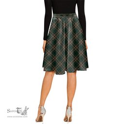 Scottish Sackett Tartan Melete Pleated Midi Skirt - Tartan Plaid Midi Skirt Scottish Plaid Tartan Plaid - ScotsTee - scotstee.com