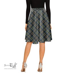 Scottish Scott Green Modern Tartan Melete Pleated Midi Skirt - Tartan Plaid Midi Skirt Scottish Plaid Tartan Plaid - ScotsTee - scotstee.com