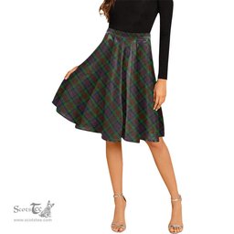 Scottish MacDuff Hunting Tartan Melete Pleated Midi Skirt - Tartan Plaid Midi Skirt Scottish Plaid Tartan Plaid - ScotsTee - scotstee.com