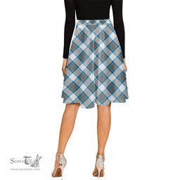 Scottish Stewart Muted Blue Tartan Melete Pleated Midi Skirt - Tartan Plaid Midi Skirt Scottish Plaid Tartan Plaid - ScotsTee - scotstee.com