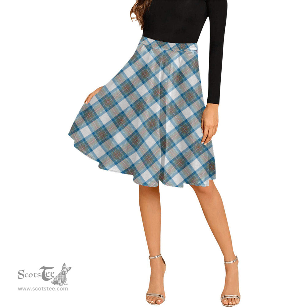 Scottish Stewart Muted Blue Tartan Melete Pleated Midi Skirt - Tartan Plaid Midi Skirt Scottish Plaid Tartan Plaid - ScotsTee - scotstee.com