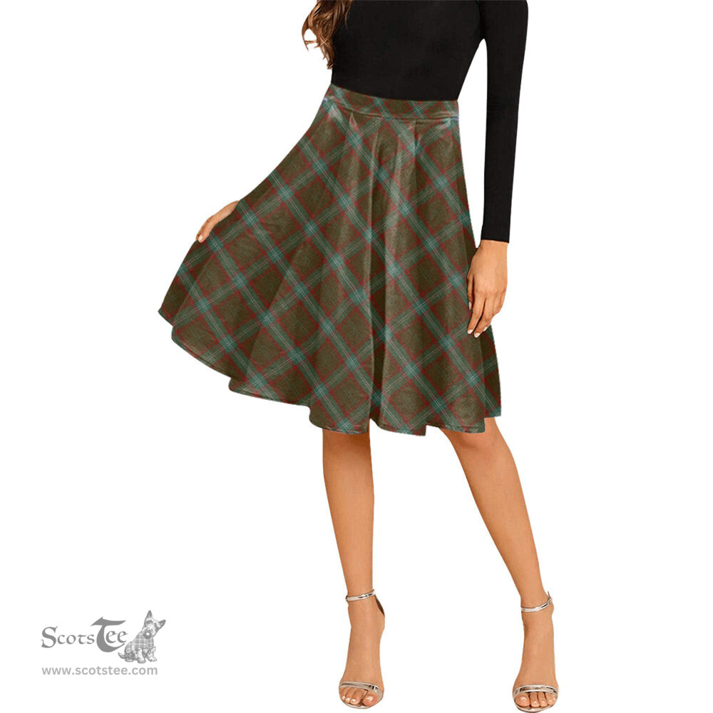 Scottish Seton Hunting Tartan Melete Pleated Midi Skirt - Tartan Plaid Midi Skirt Scottish Plaid Tartan Plaid - ScotsTee - scotstee.com