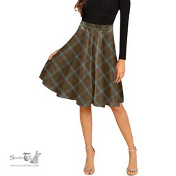 Scottish Seton Hunting Tartan Melete Pleated Midi Skirt - Tartan Plaid Midi Skirt Scottish Plaid Tartan Plaid - ScotsTee - scotstee.com