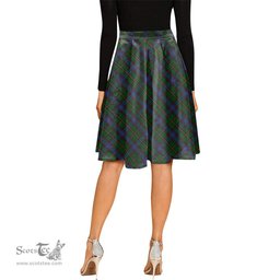 Scottish Skene Tartan Melete Pleated Midi Skirt - Tartan Plaid Midi Skirt Scottish Plaid Tartan Plaid - ScotsTee - scotstee.com