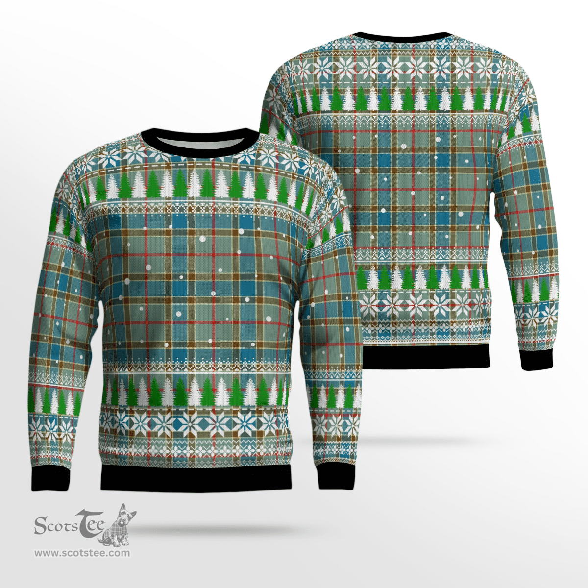 Scottish Balfour Blue Clan Tartan Christmas Ugly Sweater - Plaid Family Ugly Sweater Scottish Plaid Tartan Plaid - ScotsTee - scotstee.com