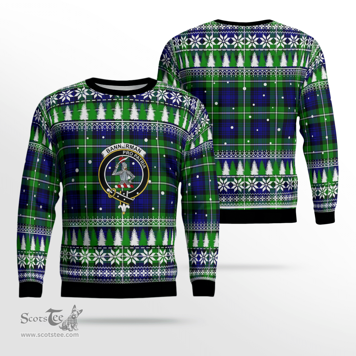 Scottish Bannerman Clan Crest Tartan Christmas Ugly Sweater - Plaid Family Ugly Sweater Scottish Plaid Tartan Plaid - ScotsTee - scotstee.com