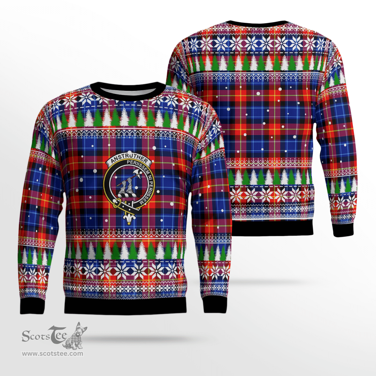 Scottish Anstruther Clan Crest Tartan Christmas Ugly Sweater - Plaid Family Ugly Sweater Scottish Plaid Tartan Plaid - ScotsTee - scotstee.com