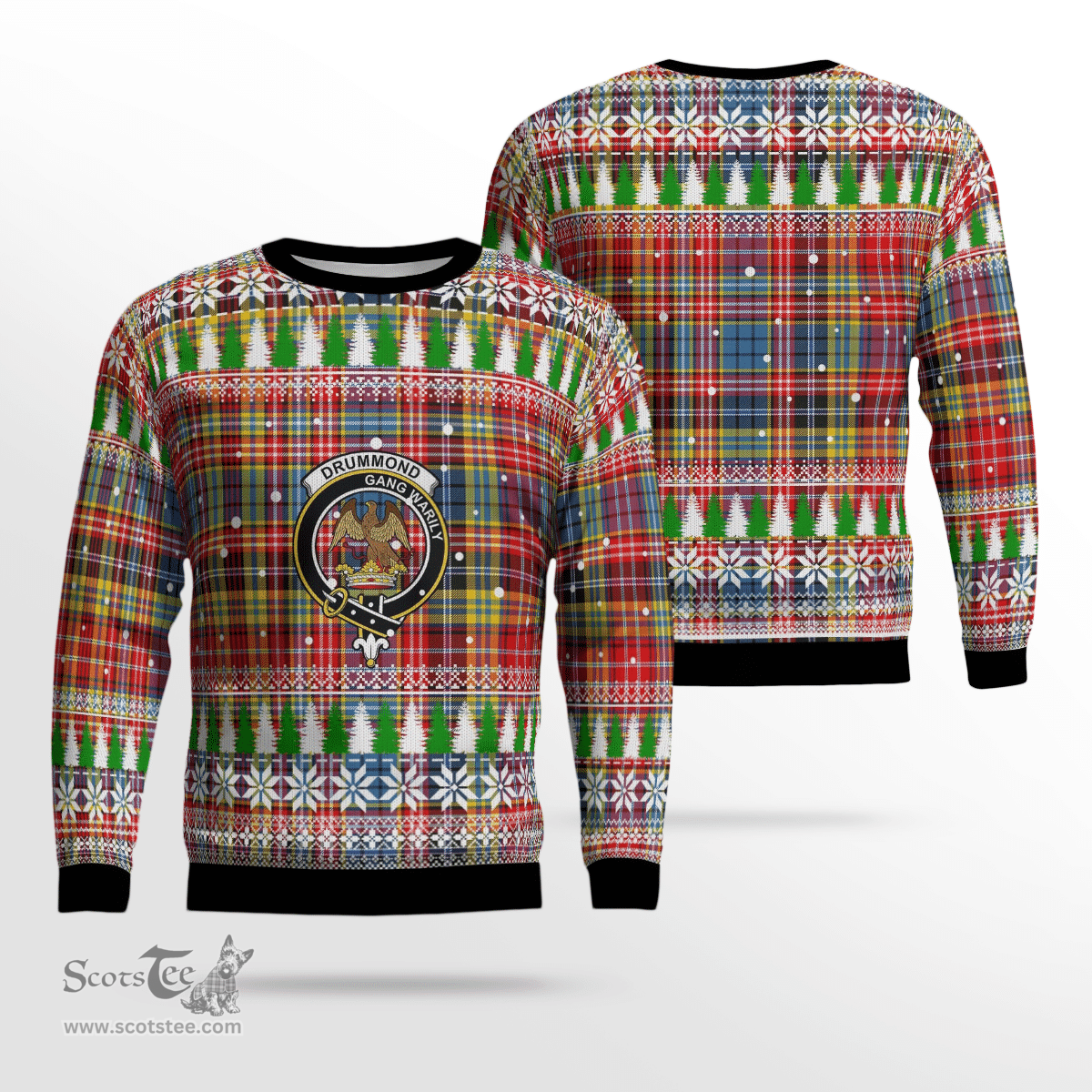 Scottish Drummond of Strathallan Clan Crest Tartan Christmas Ugly Sweater - Plaid Family Ugly Sweater Scottish Plaid Tartan Plaid - ScotsTee - scotstee.com