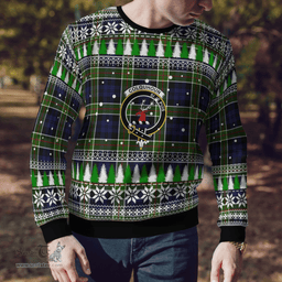 Scottish Colquhoun Clan Crest Tartan Christmas Ugly Sweater - Plaid Family Ugly Sweater Scottish Plaid Tartan Plaid - ScotsTee - scotstee.com
