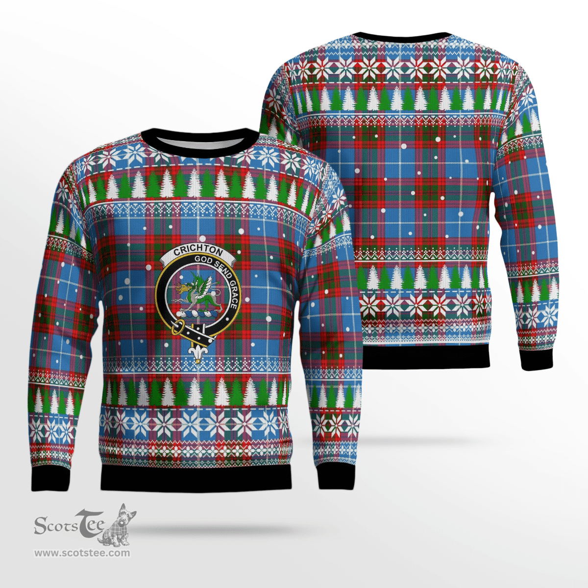 Scottish Crichton District Clan Crest Tartan Christmas Ugly Sweater - Plaid Family Ugly Sweater Scottish Plaid Tartan Plaid - ScotsTee - scotstee.com