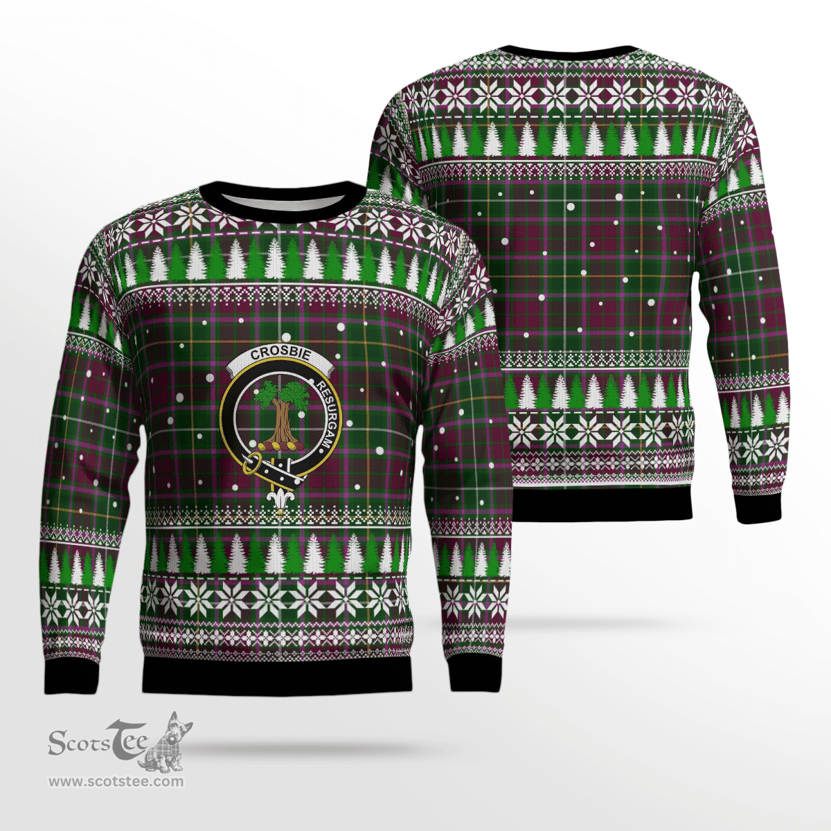 Scottish Crosbie Clan Crest Tartan Christmas Ugly Sweater - Plaid Family Ugly Sweater Scottish Plaid Tartan Plaid - ScotsTee - scotstee.com