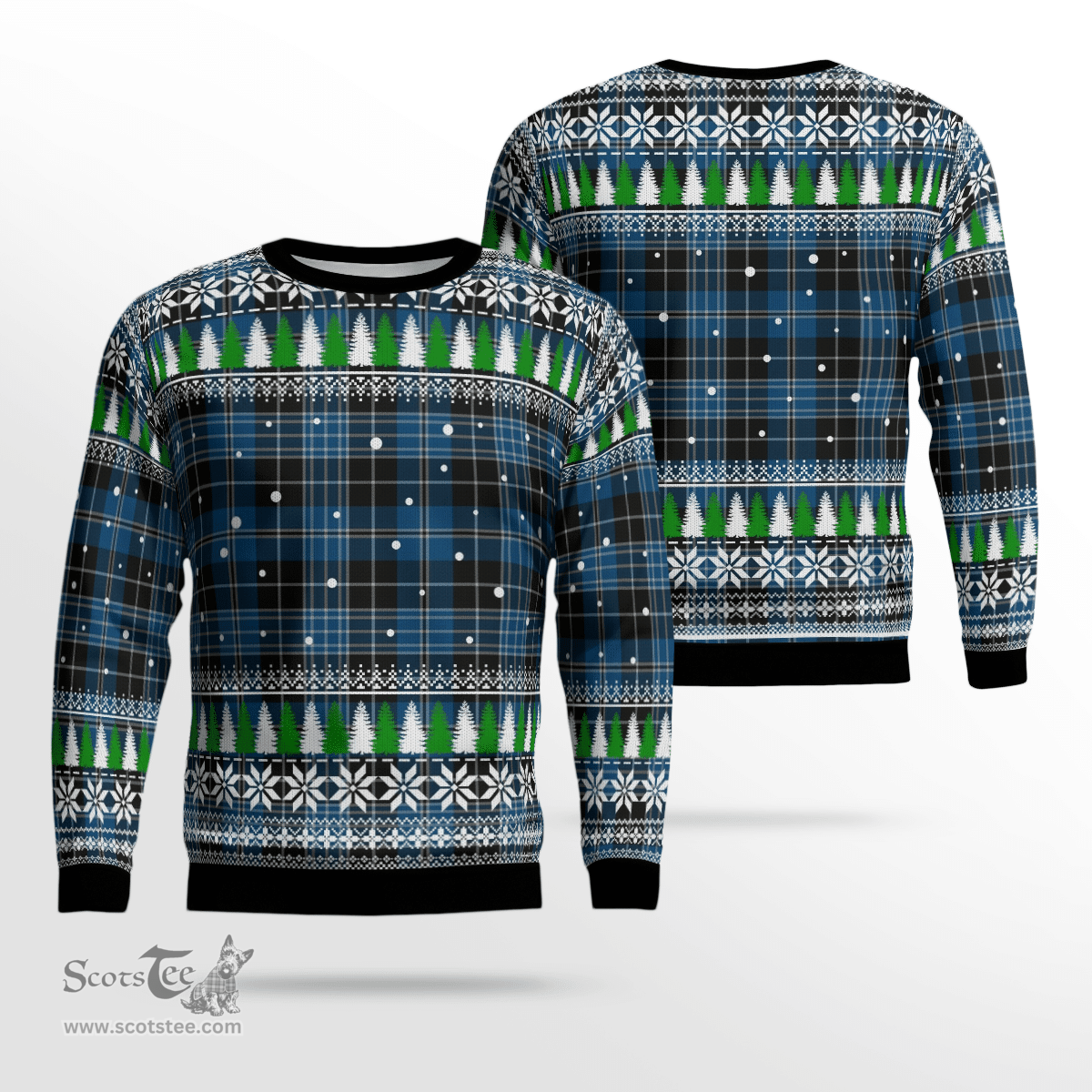 Scottish Clergy Blue Clan Tartan Christmas Ugly Sweater - Plaid Family Ugly Sweater Scottish Plaid Tartan Plaid - ScotsTee - scotstee.com