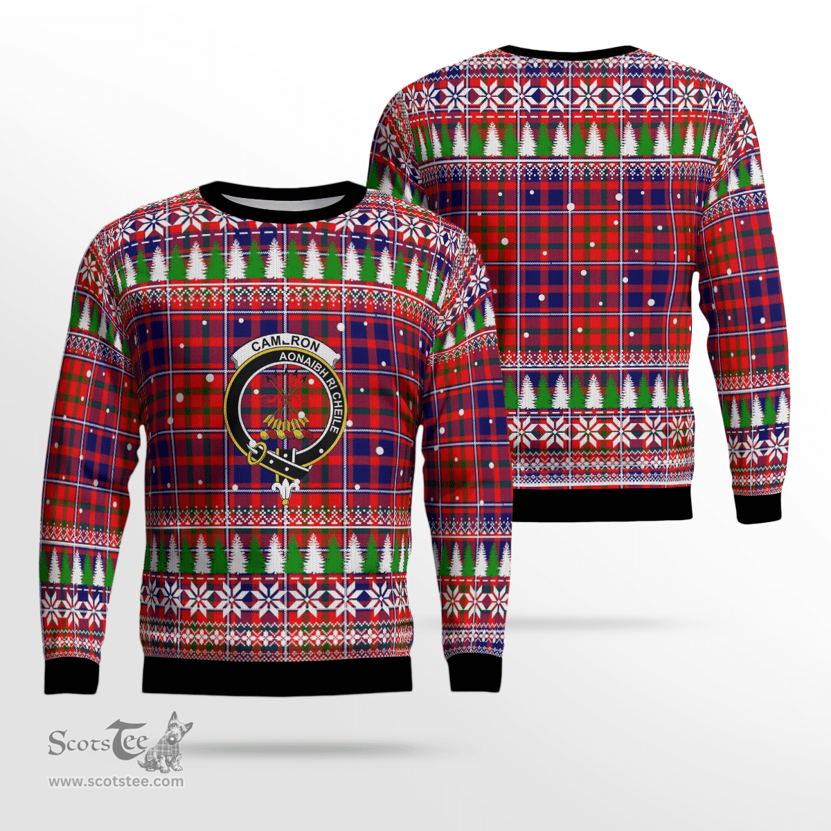 Scottish Cameron of Lochiel Modern Clan Crest Tartan Christmas Ugly Sweater - Plaid Family Ugly Sweater Scottish Plaid Tartan Plaid - ScotsTee - scotstee.com
