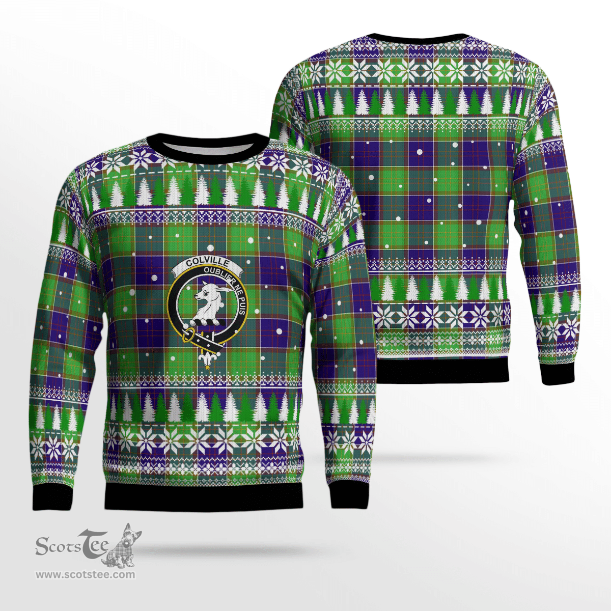 Scottish Colville Clan Crest Tartan Christmas Ugly Sweater - Plaid Family Ugly Sweater Scottish Plaid Tartan Plaid - ScotsTee - scotstee.com
