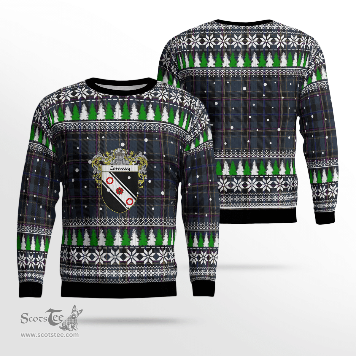 Scottish Conway Clan Crest Tartan Christmas Ugly Sweater - Plaid Family Ugly Sweater Scottish Plaid Tartan Plaid - ScotsTee - scotstee.com