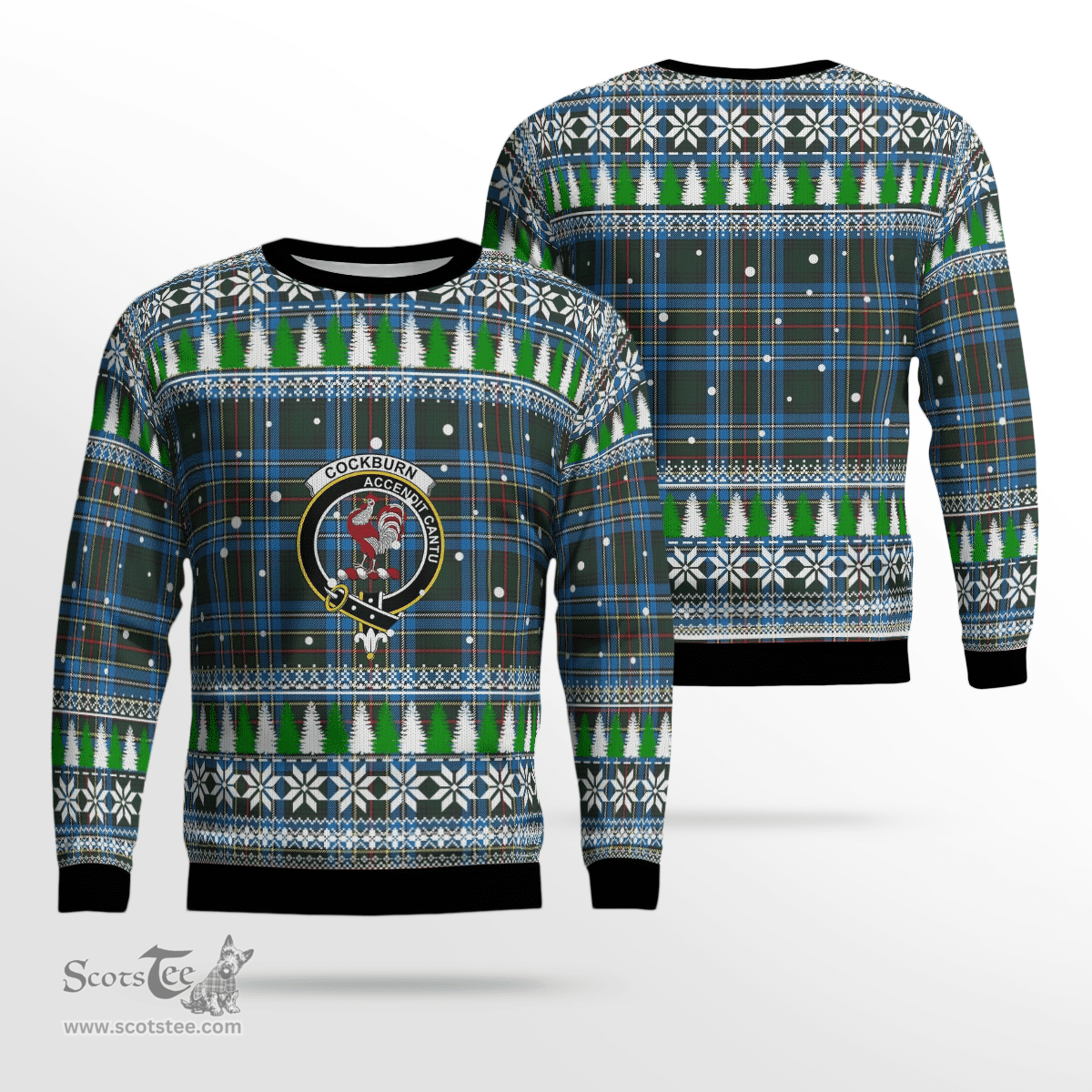 Scottish Cockburn Modern Clan Crest Tartan Christmas Ugly Sweater - Plaid Family Ugly Sweater Scottish Plaid Tartan Plaid - ScotsTee - scotstee.com