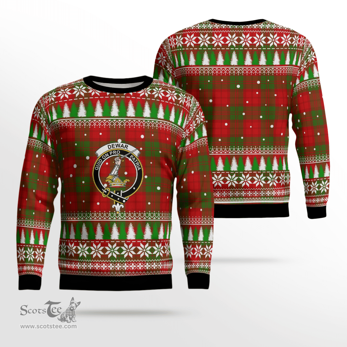 Scottish Dewar Clan Crest Tartan Christmas Ugly Sweater - Plaid Family Ugly Sweater Scottish Plaid Tartan Plaid - ScotsTee - scotstee.com