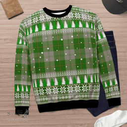 Scottish Cunningham Dress Green Dancers Clan Tartan Christmas Ugly Sweater - Plaid Family Ugly Sweater Scottish Plaid Tartan Plaid - ScotsTee - scotstee.com