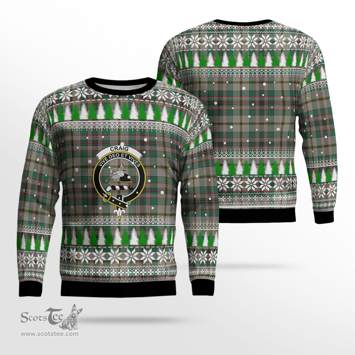 Scottish Craig Ancient Clan Crest Tartan Christmas Ugly Sweater - Plaid Family Ugly Sweater Scottish Plaid Tartan Plaid - ScotsTee - scotstee.com