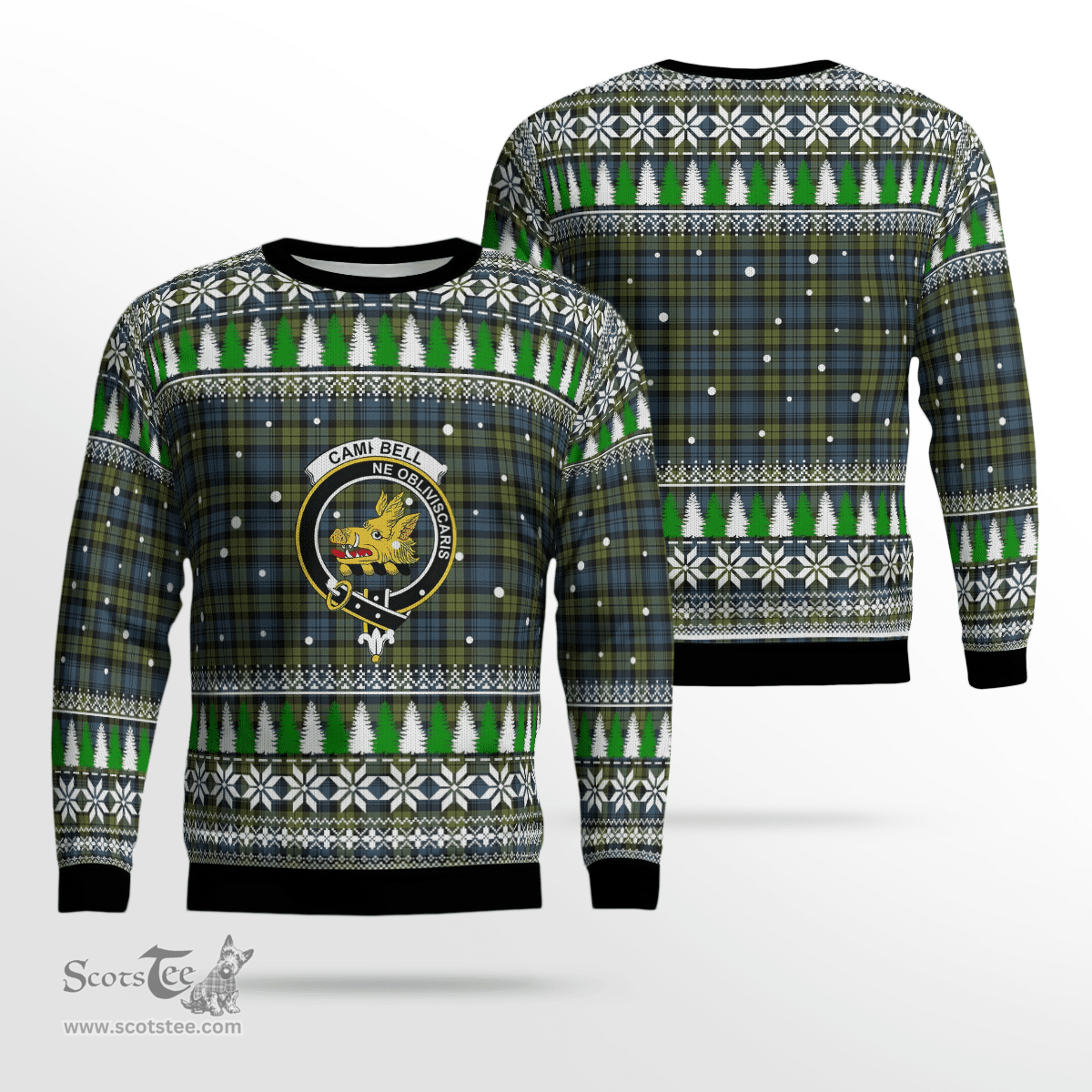 Scottish Campbell Clan Crest Tartan Christmas Ugly Sweater - Plaid Family Ugly Sweater Scottish Plaid Tartan Plaid - ScotsTee - scotstee.com