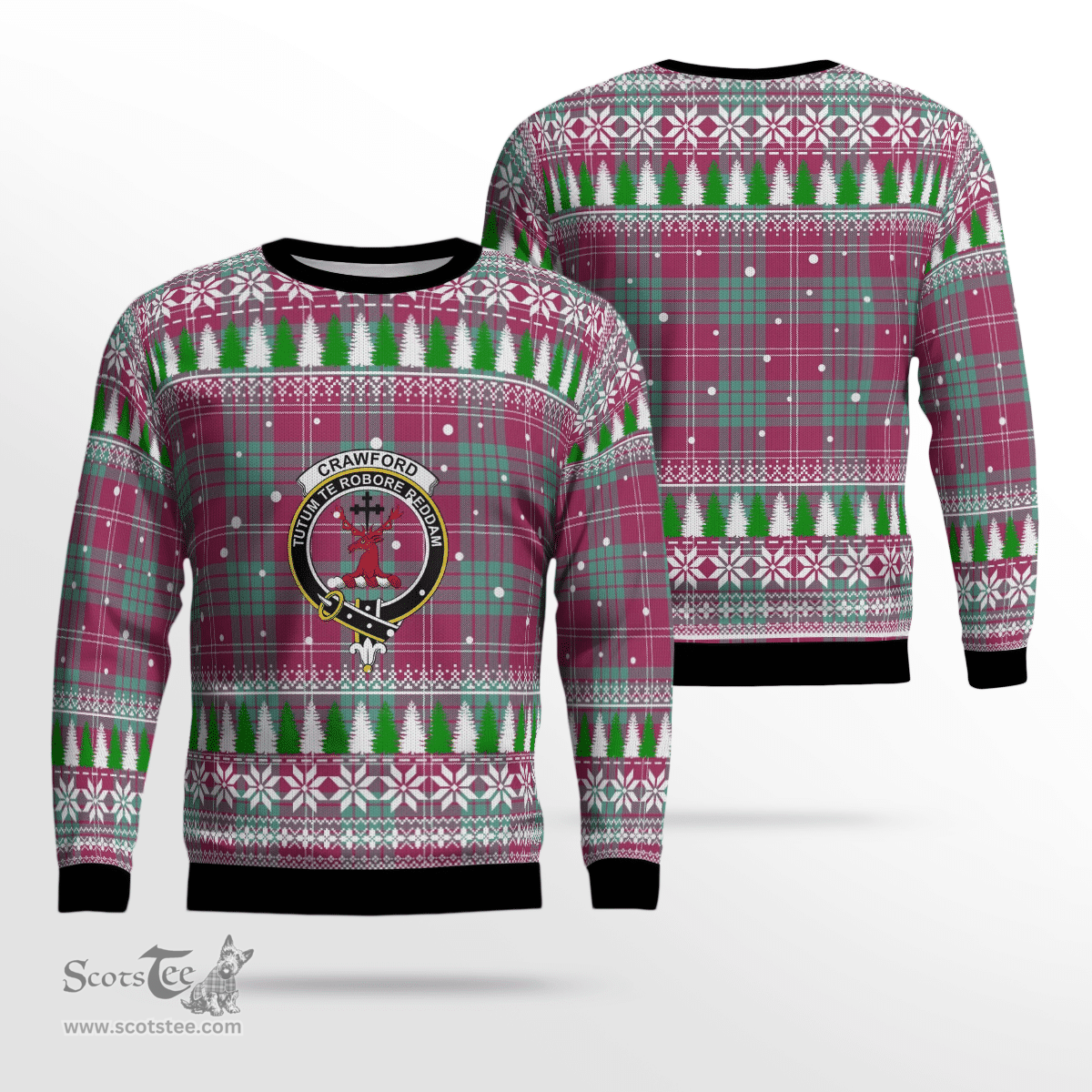 Scottish Crawford Ancient Clan Crest Tartan Christmas Ugly Sweater - Plaid Family Ugly Sweater Scottish Plaid Tartan Plaid - ScotsTee - scotstee.com