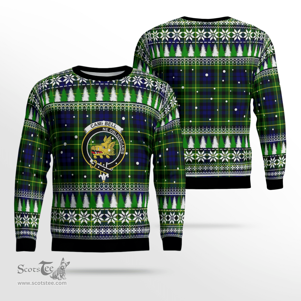 Scottish Campbell of Breadalbane Modern Clan Crest Tartan Christmas Ugly Sweater - Plaid Family Ugly Sweater Scottish Plaid Tartan Plaid - ScotsTee - scotstee.com