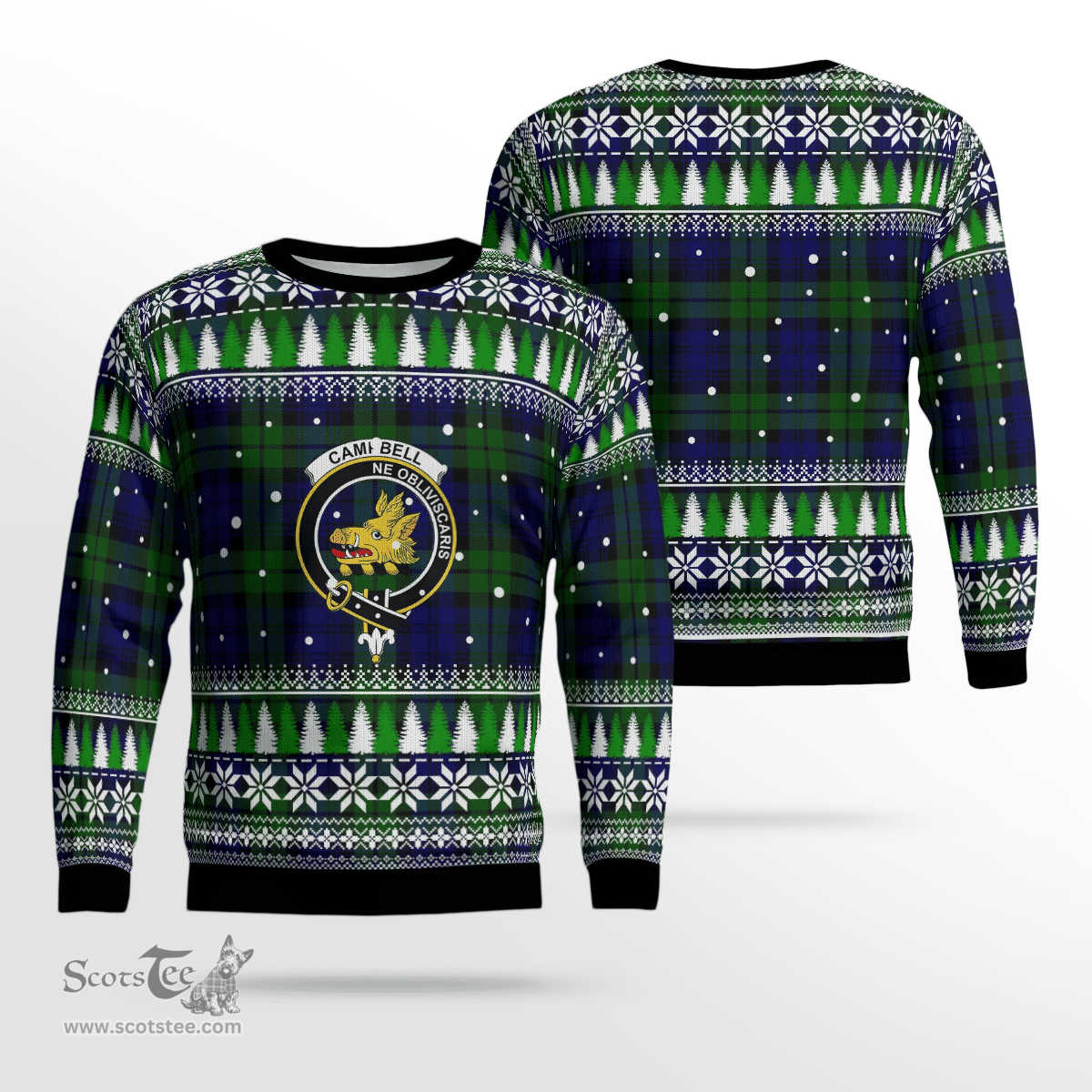 Scottish Campbell Modern Clan Crest Tartan Christmas Ugly Sweater - Plaid Family Ugly Sweater Scottish Plaid Tartan Plaid - ScotsTee - scotstee.com