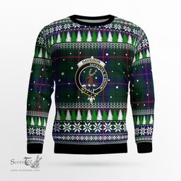 Scottish Davidson Modern Clan Crest Tartan Christmas Ugly Sweater - Plaid Family Ugly Sweater Scottish Plaid Tartan Plaid - ScotsTee - scotstee.com