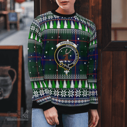Scottish Davidson Modern Clan Crest Tartan Christmas Ugly Sweater - Plaid Family Ugly Sweater Scottish Plaid Tartan Plaid - ScotsTee - scotstee.com