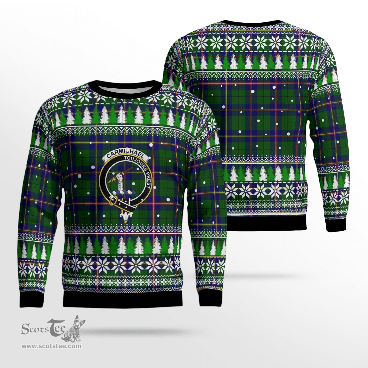 Scottish Carmichael Modern Clan Crest Tartan Christmas Ugly Sweater - Plaid Family Ugly Sweater Scottish Plaid Tartan Plaid - ScotsTee - scotstee.com